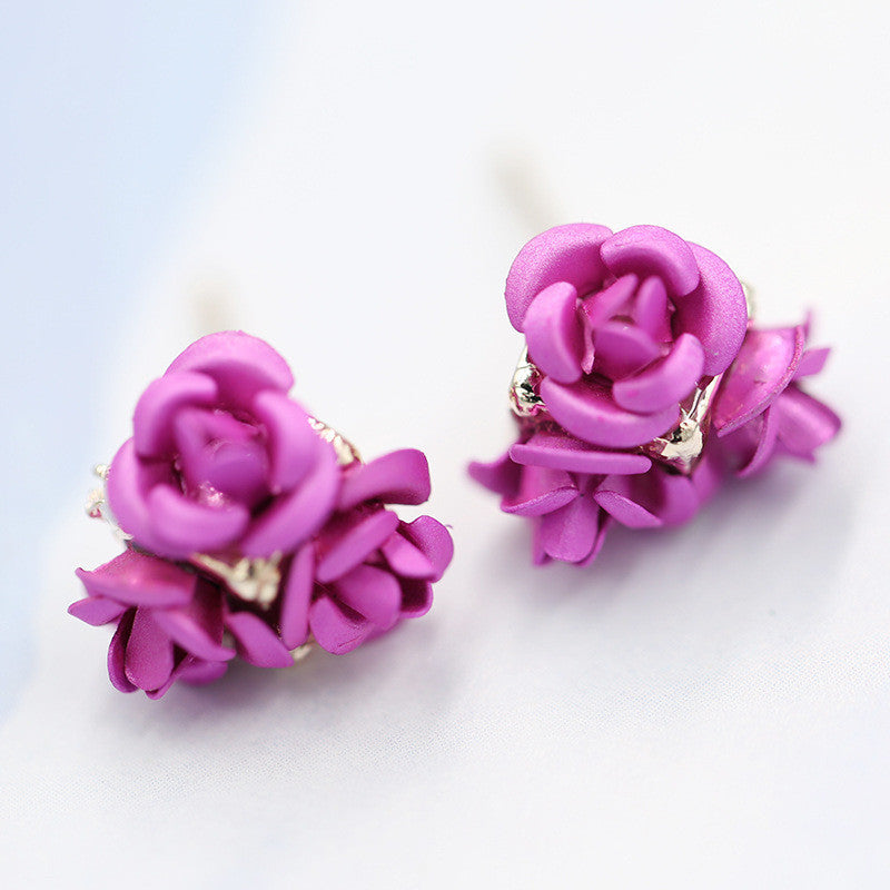 Ceramic Roses Diamond Earring