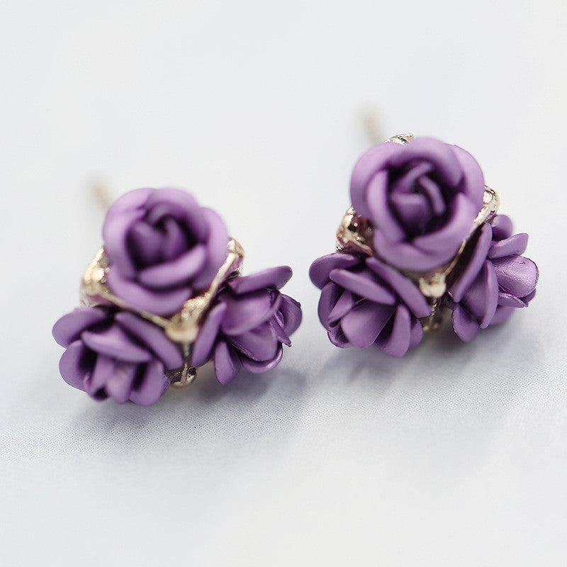 Ceramic Roses Diamond Earring