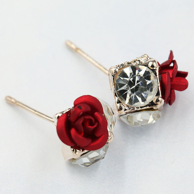 Ceramic Roses Diamond Earring