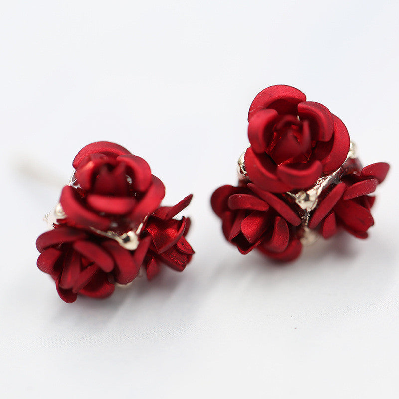 Ceramic Roses Diamond Earring