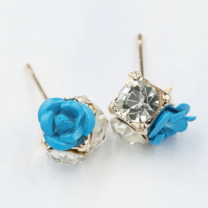 Ceramic Roses Diamond Earring