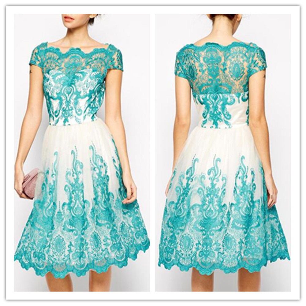 Sexy Hand Embroidery Lace Short Dress