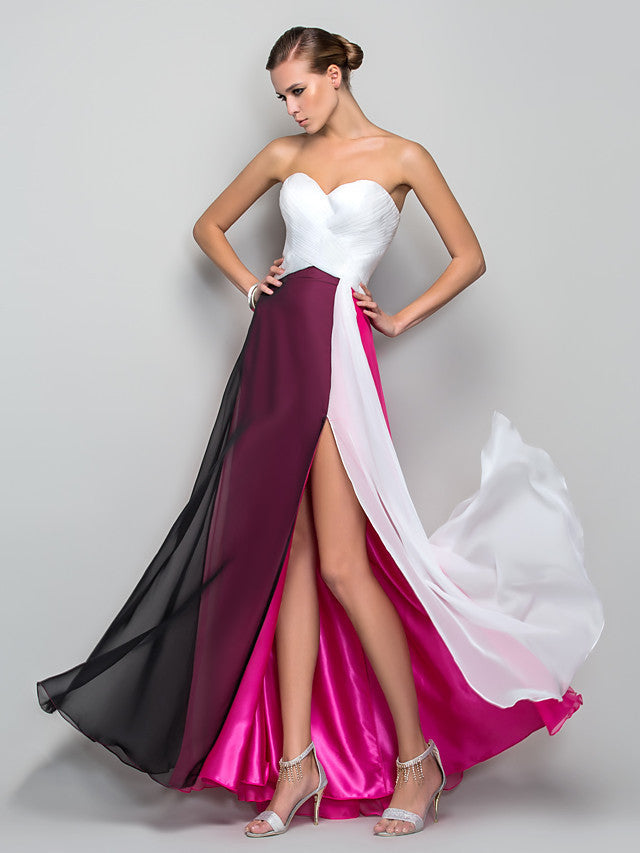 Strapless Splicing Sleeveless Sexy Long Party Dress - May Your Fashion - 5