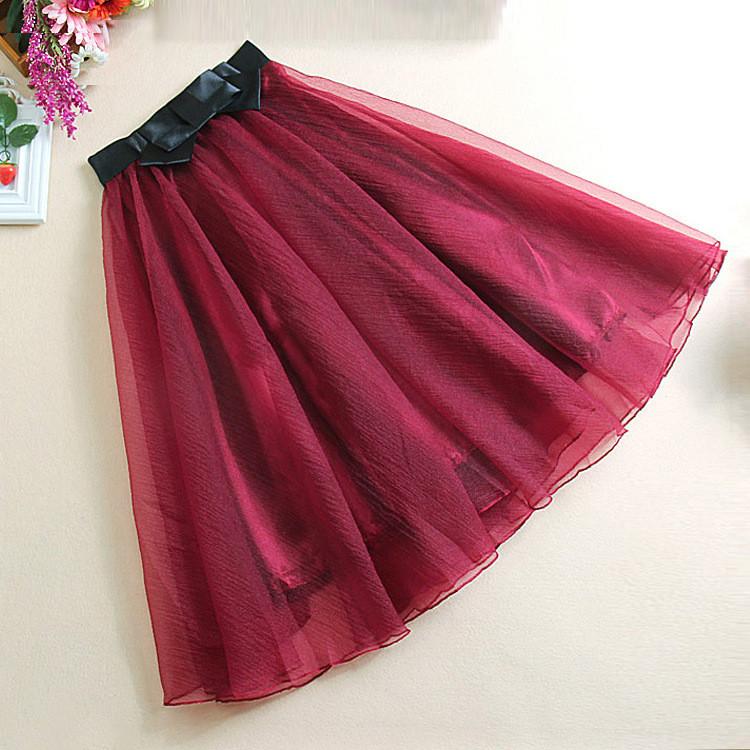 Sweet Bowknot Multi-layer A-line Pleated Tulle Skirt