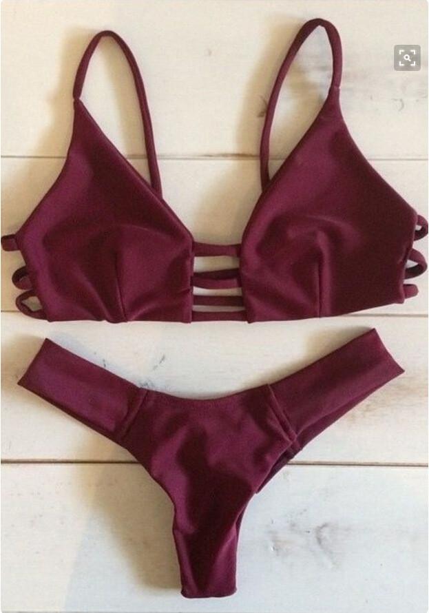 Spaghetti Strap Triangle Low Waist Bikini Set Swimwear - Meet Yours Fashion - 2