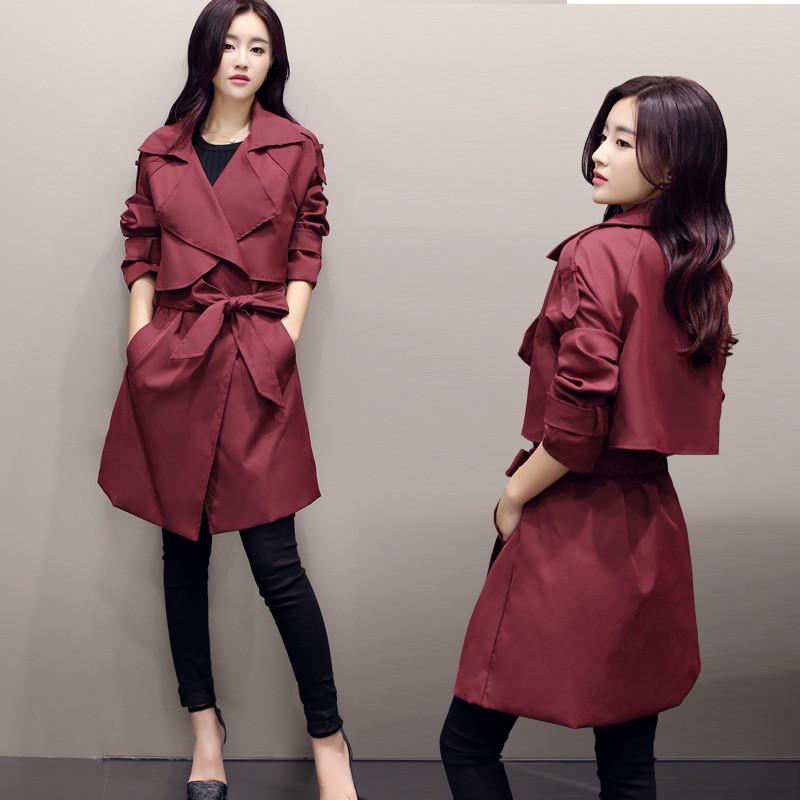 Lapel Casual Slim Plus Size Long Sleeves Knee-length Coat - Meet Yours Fashion - 2