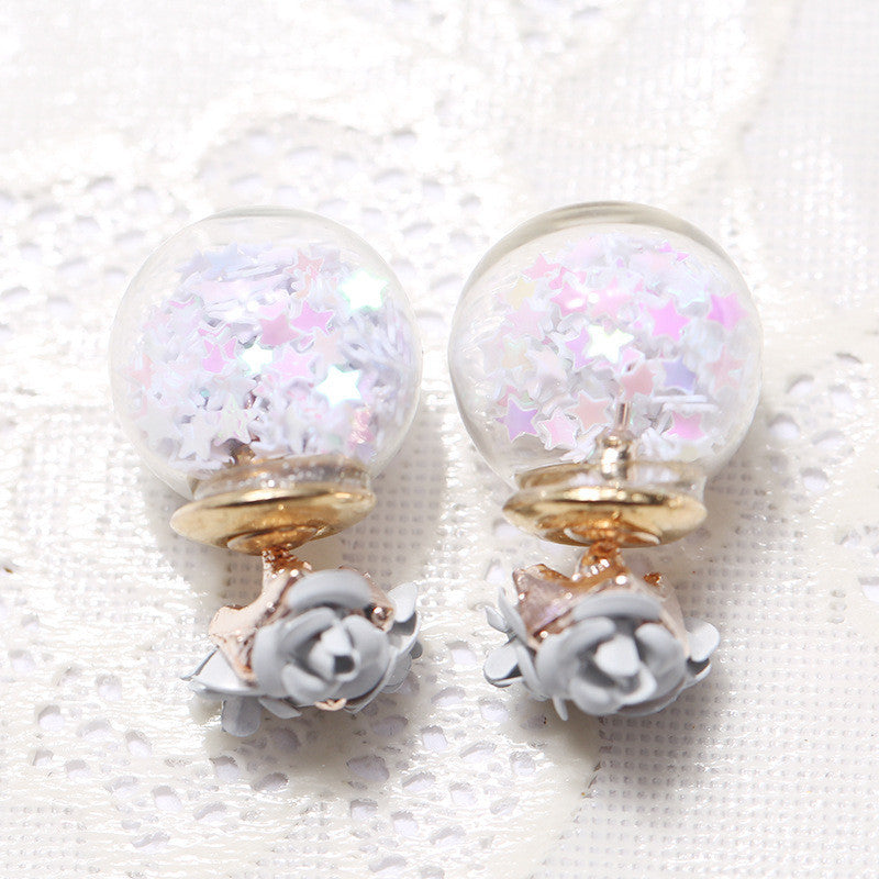 Flower Glass Ball Stars Quicksand Earring