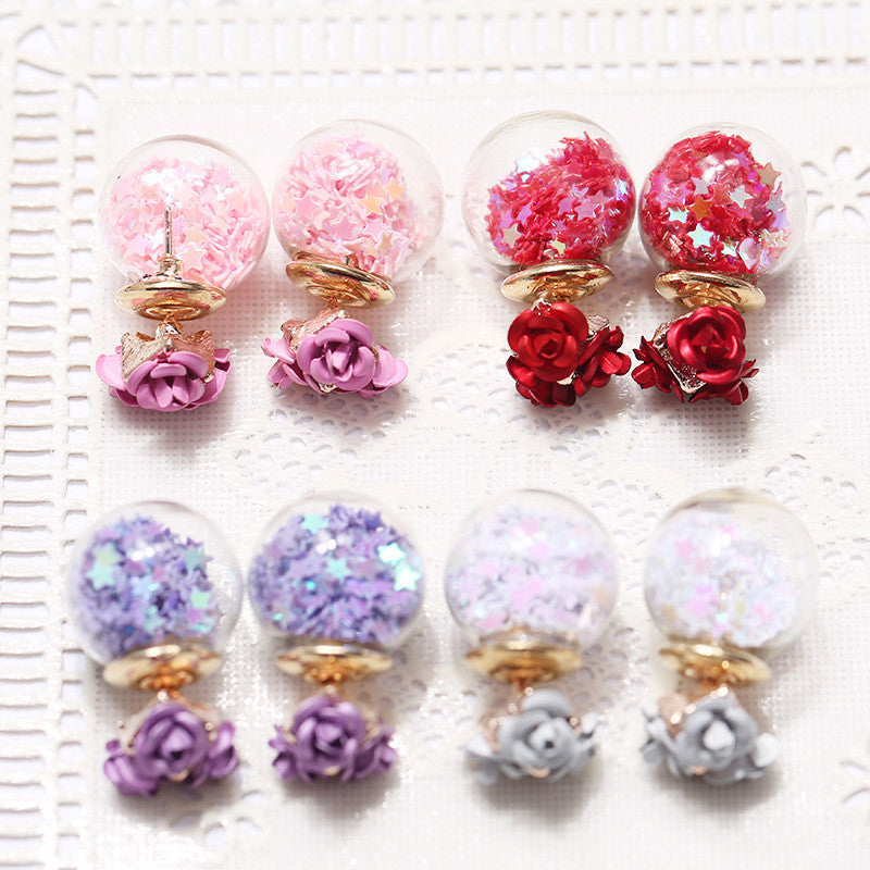 Flower Glass Ball Stars Quicksand Earring