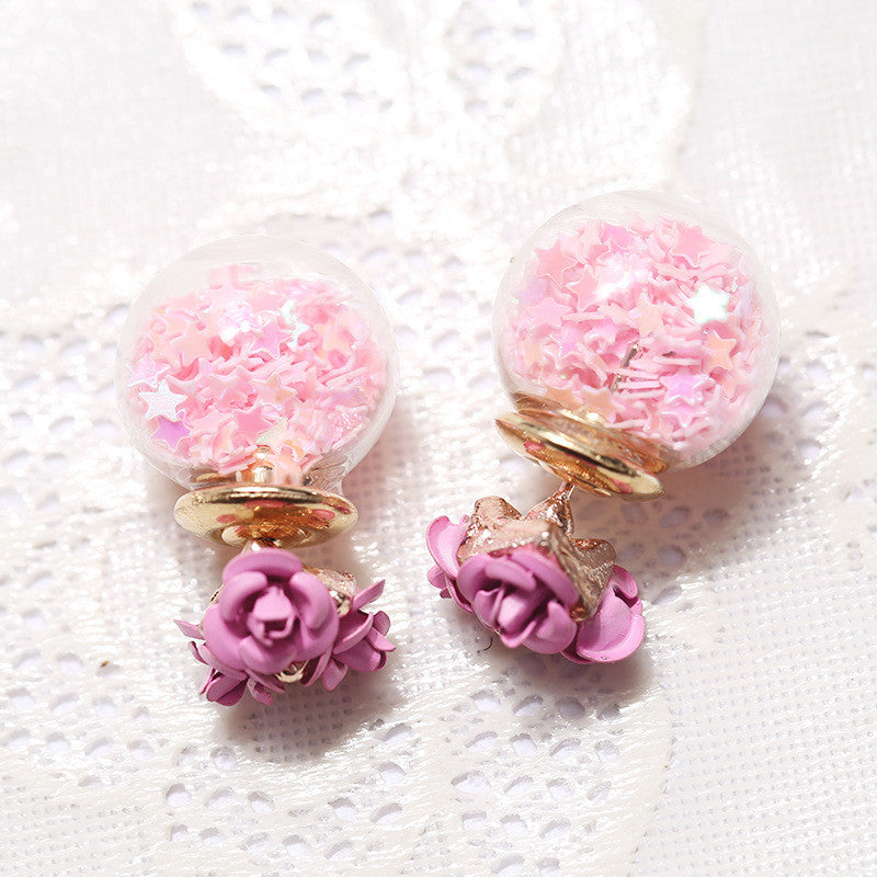 Flower Glass Ball Stars Quicksand Earring