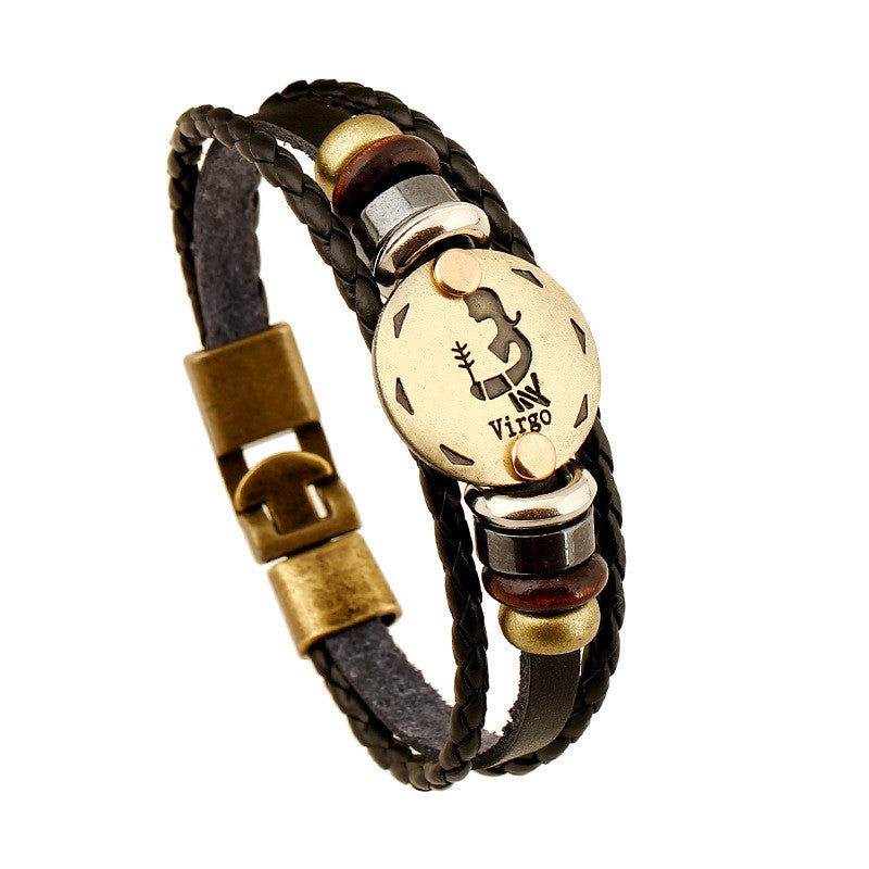 Virgo Constellation Leather Bracelet