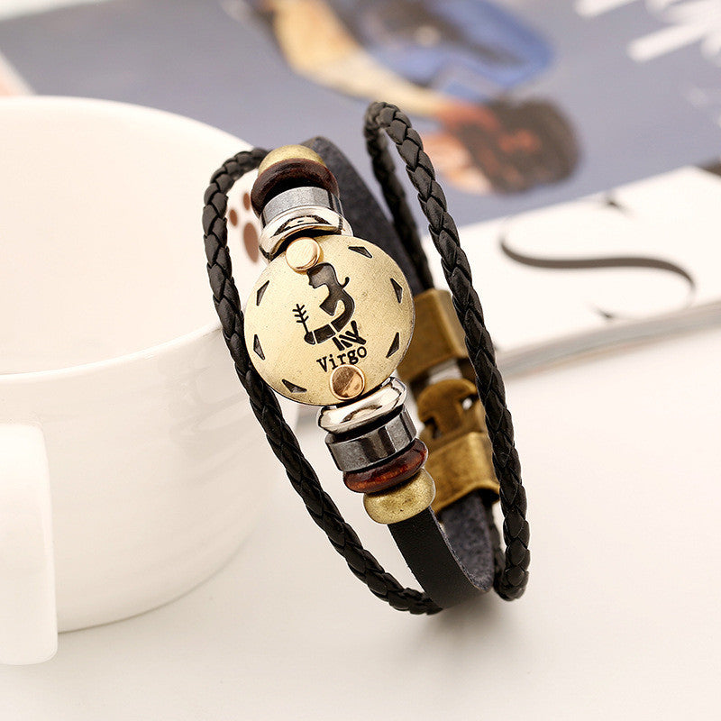 Virgo Constellation Leather Bracelet