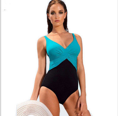Contrast Color Spaghetti Strap Padded One Piece Swimwear
