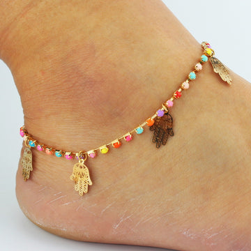 Colorful Crystal Hands Women's Anklet