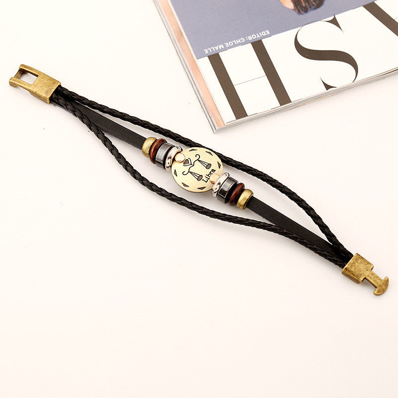 Libra Constellation Leather Bracelet