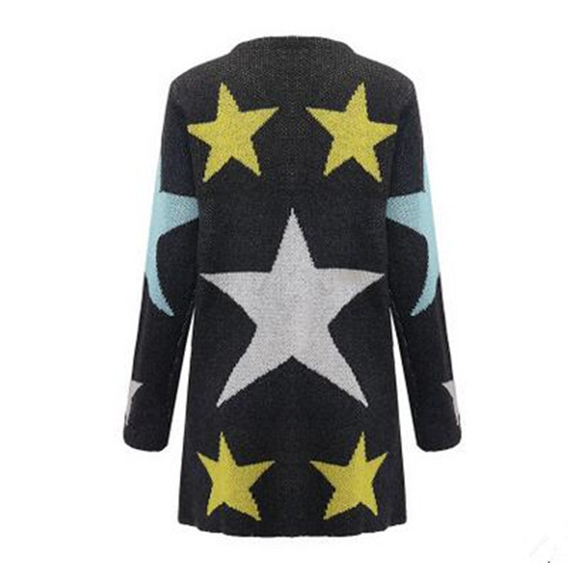 European Loose Long Cardigan Knit Print Sweater - May Your Fashion - 3