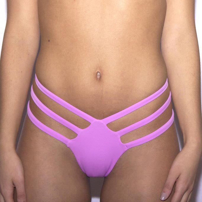 Pure Color Bandage Triangle Bikini Trunk