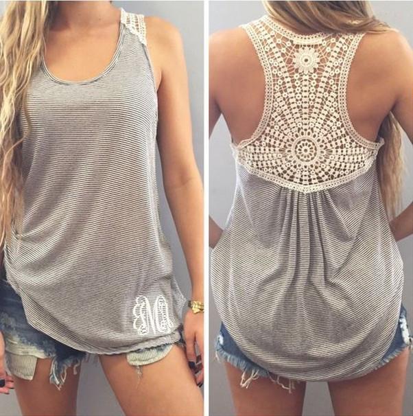 Hollow Lace Patchwork  Sleevelsss Scoop Vest - Meet Yours Fashion - 1