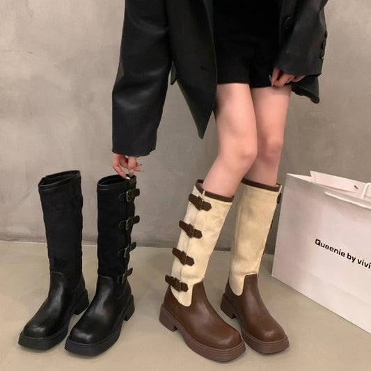 Vintage Suede Boots | Thick-Soled Boots | Knee-High Boots