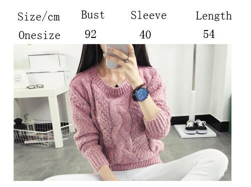 Pull over Loose Pure Color Long Sleeve Sweater