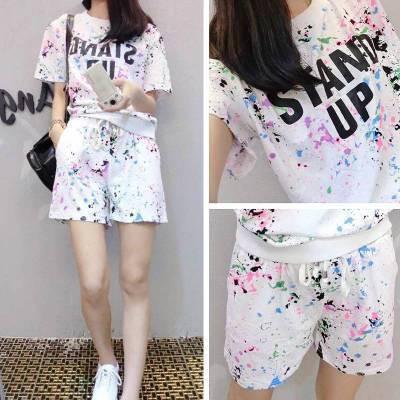 Flower Print Plus Size T-shirt with Shorts Casual Sport Suits - Meet Yours Fashion - 4