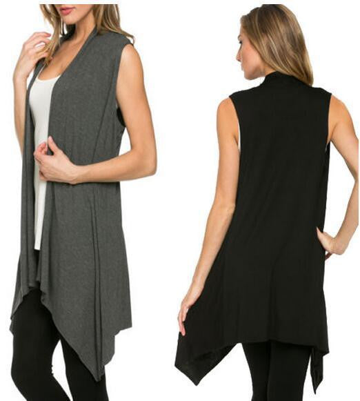 Simple Fashion Sleevelss Long Cardigan