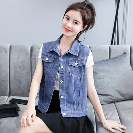 Spring And Autumn New Denim Coat Women's Large Vest