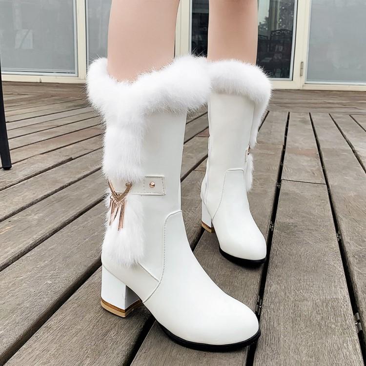 Fashion Chunky Heel Suede Pure color Pointed Toe High Heels