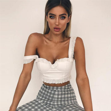 Candy Color Off Shoulder Sleeveless Crop Top