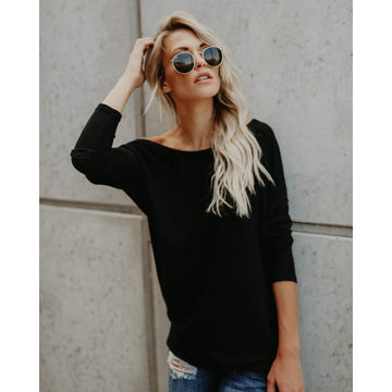 Backless Loose Long Sleeves T-shirt