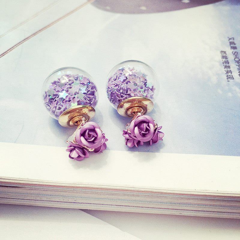 Flower Glass Ball Stars Quicksand Earring