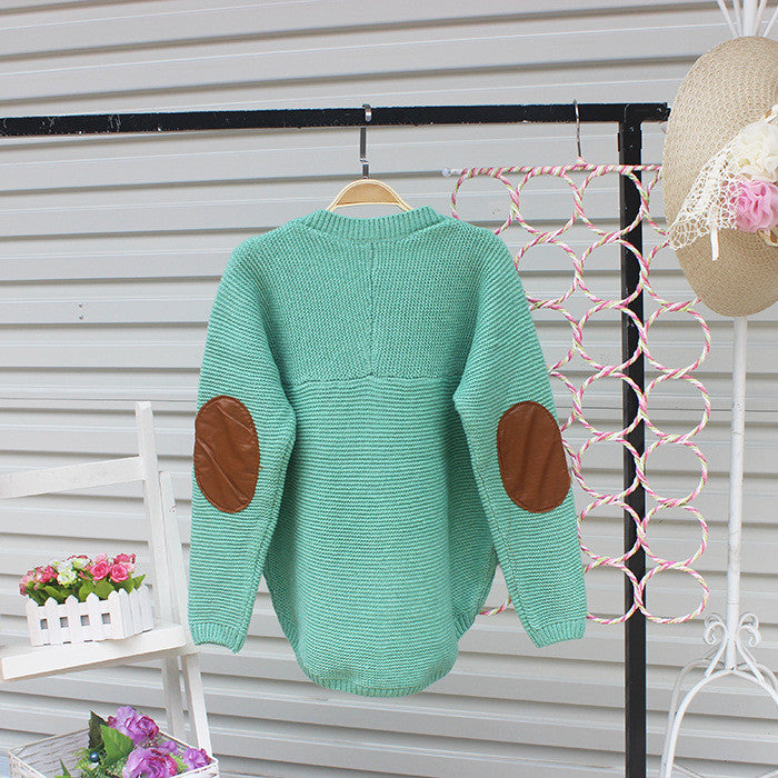 Cardigan Pure Color Elbow Patch Knit Sweater - May Your Fashion - 7