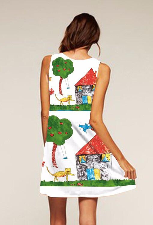 Fashion Digital Print Sleeveless Dress - Meet Yours Fashion - 8