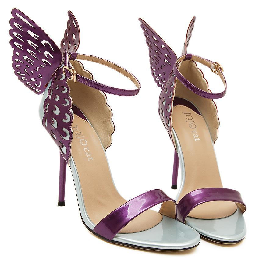 Butterfly Decorate Stiletto Heel Peep-toe Ankle Strap High Heel Sandals