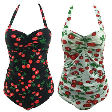 Fruit Print Halter Tankini Plus Size Swimwear - Meet Yours Fashion - 1