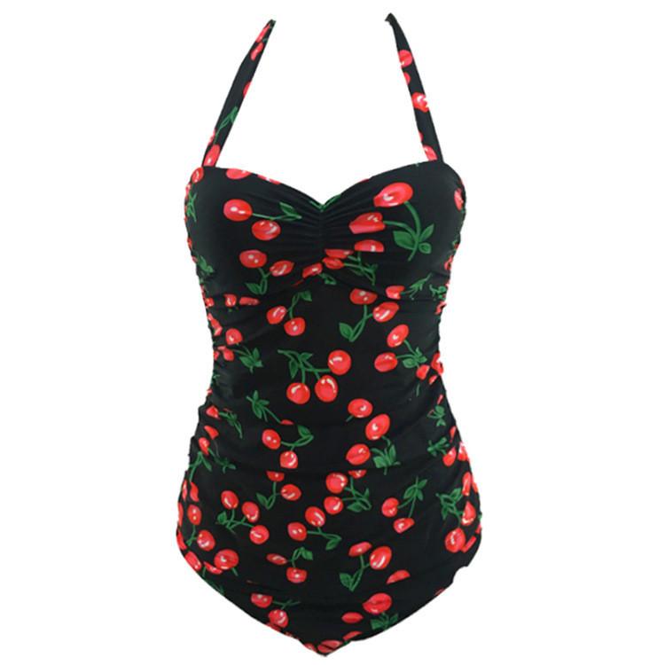 Fruit Print Halter Tankini Plus Size Swimwear - Meet Yours Fashion - 2