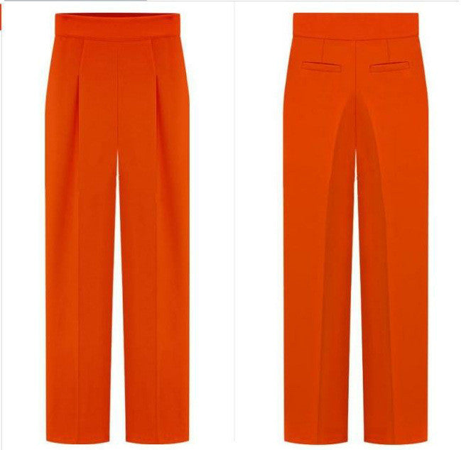 Straight Pure Color Casual Wide Legs Pants