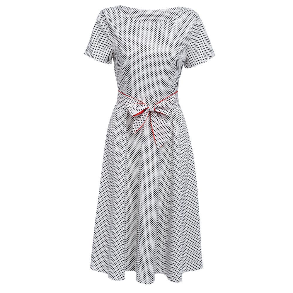 Retro Hepburn Style Point A-line Long Dress