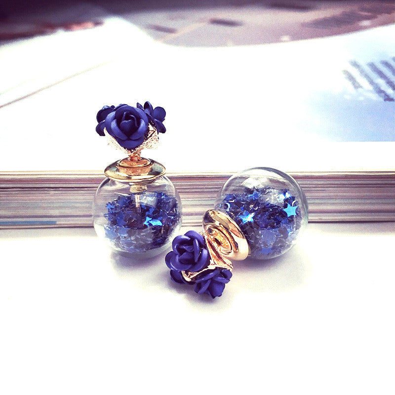 Flower Glass Ball Stars Quicksand Earring