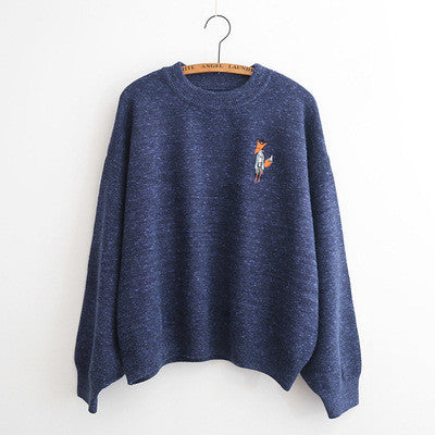Embroidery Loose Puff Sleeve Sweater