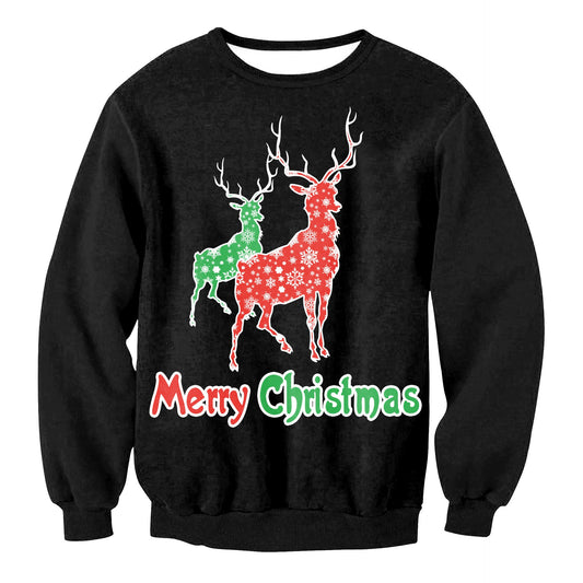 Merry Christmas Reinbeer Print Women Christmas Party Sweatshirt