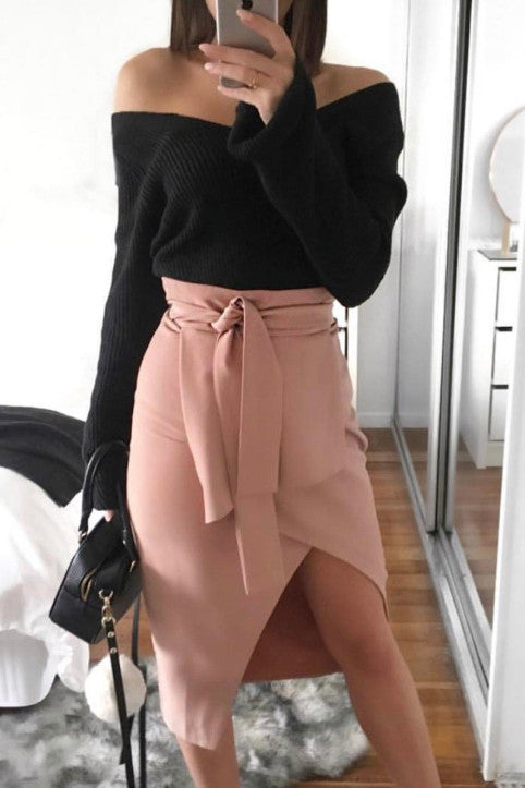 Pure Color Long Sleeves V-neck Short Crop Sweater