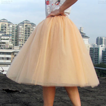 Lovely 7 Layers Pleated Flared Veil Skirt