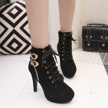 High Platform Lace Up Buckle Sexy Martin Boots Shoes