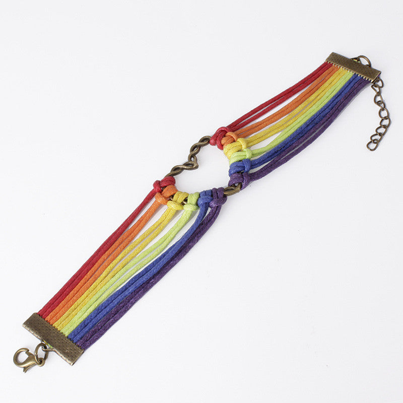 Colorful Multilayer Heart Woven Bracelet