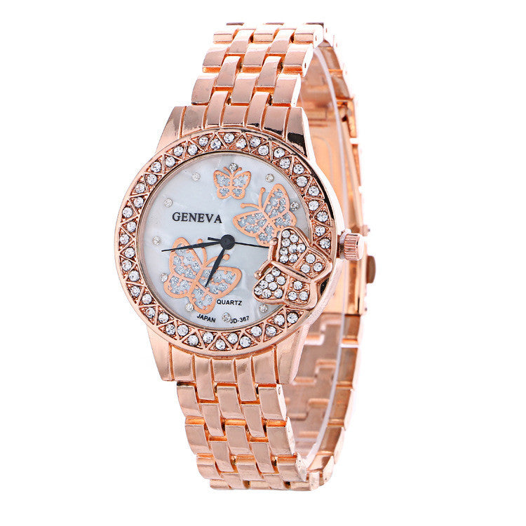 Fashion Butterfly Crystal Alloy Watch