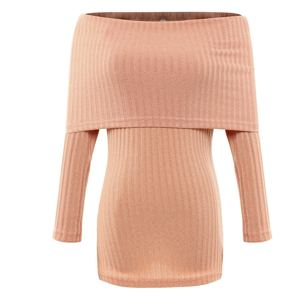 Sexy Off Shoulder Slim Ribbed Long Sleeve Knit Sweater