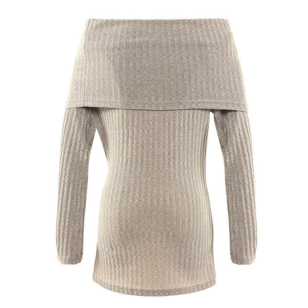 Sexy Off Shoulder Slim Ribbed Long Sleeve Knit Sweater