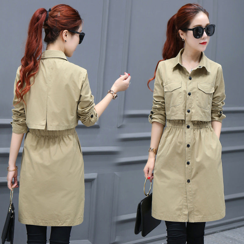 Stand Collar Button Pockets Decorate Slim Long Coat