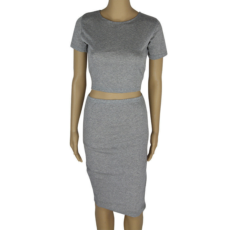 Sexy Gray Two-Piece Bodycon Dress