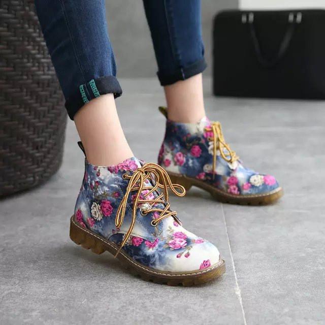 Casual Flower Printed Fashion Short Martin Boots – May Your Fashion